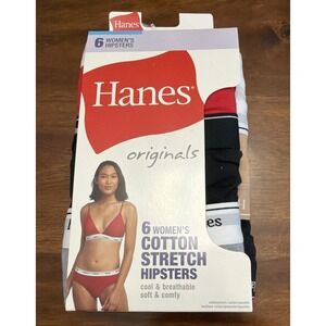 Hanes Women's Originals Cotton Stretch Hipsters 6 Pack - Size 7 L - New In Packs